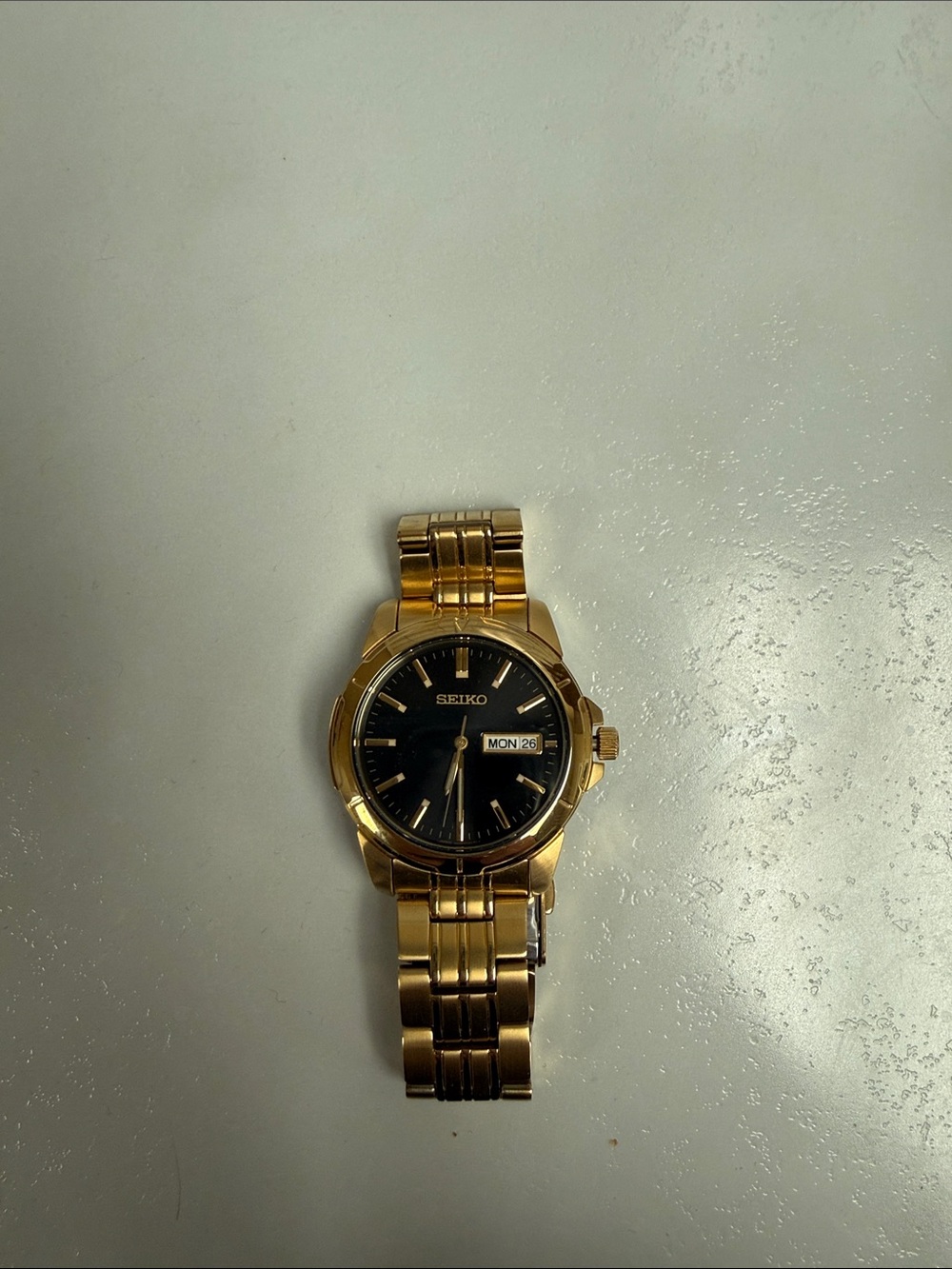 Seiko Gold and Black Men's Bracelet Watch